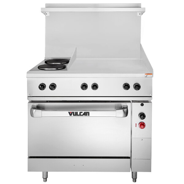 Vulcan EV36-S-2FP-24G-240 Endurance Series 36" Electric Range with 2 French Plates, 24" Griddle, and 1 Standard Oven - 240V, 15.8 kW