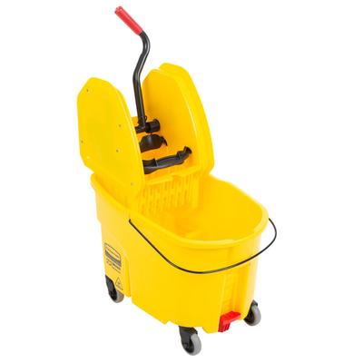 Rubbermaid® FG757688YEL WaveBrake® 44 Qt. Yellow Mop Bucket with Down Press Wringer and Drain