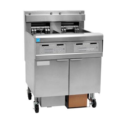 Frymaster FPEL214-CA Electric Floor Fryer with Two 30 lb. Frypots and Automatic Top Off - 240V, 3 Phase, 14 kW