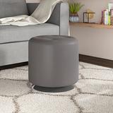 Ivy Bronx Ilkley 17.75" Wide Tufted Round Ottoman Faux Leather in Gray | 17.5 H x 17.75 W x 17.75 D in | Wayfair WLGN6344 34831433