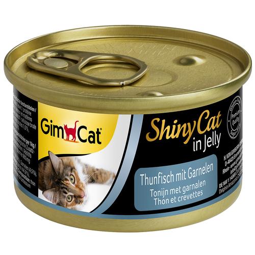 12x70g ShinyCat Jelly Thunfisch & Garnelen GimCat Katzenfutter nass