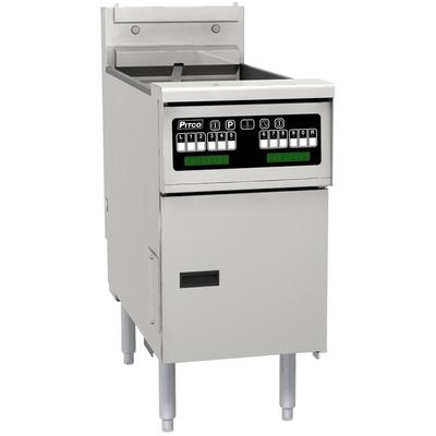 Pitco® SE14T-C 40-50 lb. Split Pot Solstice Electric Floor Fryer with Intellifry Computerized Controls - 17kW