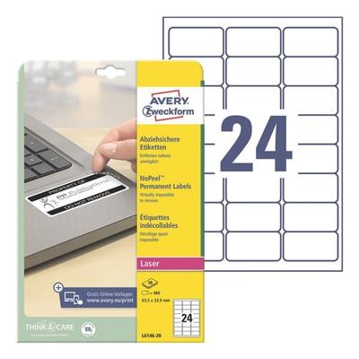 Avery Zweckform 480er-Pack Sicherheits-Etiketten »L6146-20« weiß Image