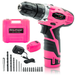 Pink Power Pink Drill Set for Women - 12Volts Cordless Drill Driver Tool Kit - Electric Screwdriver with Case Battery Charger and Drill Bit Set