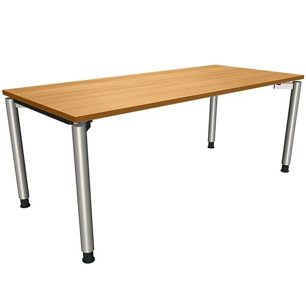 fm Büromöbel Manuell höhenverstellbarer Schreibtisch »Oldenburg« 180 cm 4-Fuß Rundrohr braun, 180x82x80 cm