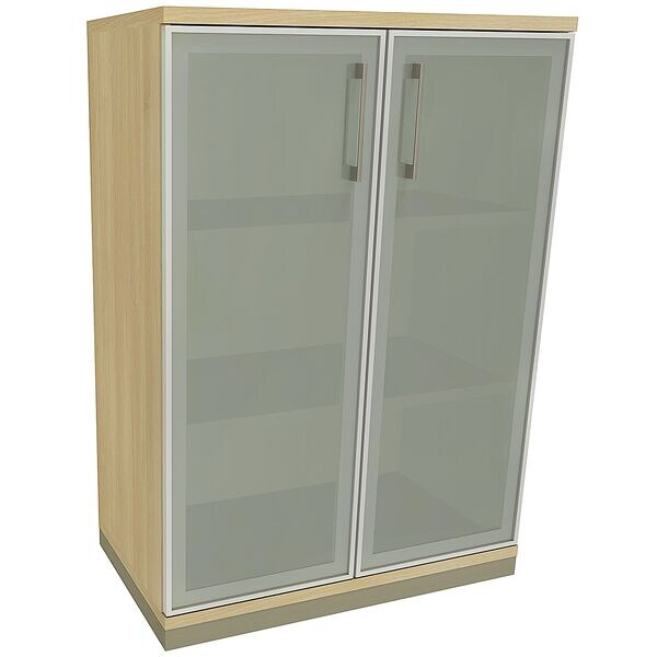 fm Büromöbel Aktenschrank »Oldenburg« 3 OH satinierte Acrylglastüren königsahorn, 80x113.3x44.2 cm