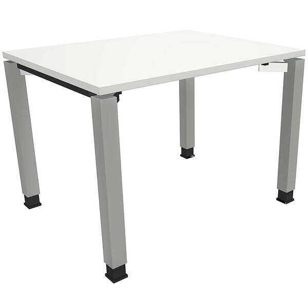 fm Büromöbel Manuell höhenverstellbarer Schreibtisch »Sidney« 100 cm 4-Fuß Quadratrohr weiß, 100x82x80 cm
