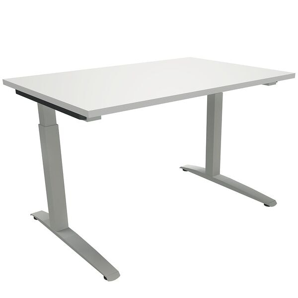 fm Büromöbel Manuell höhenverstellbarer Schreibtisch »Sidney« 120 cm C-Fuß Quadratrohr grau, 120x85x80 cm Image