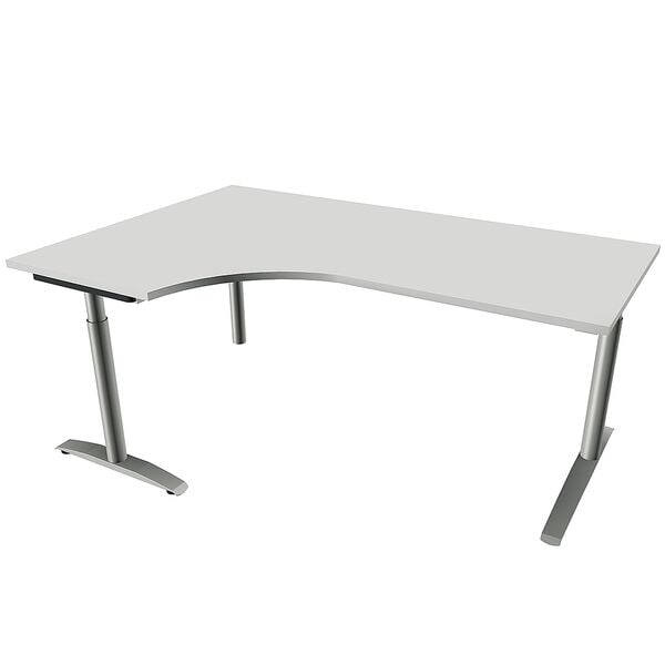fm Büromöbel Winkelschreibtisch links »Oldenburg« 180 cm breit 65-85 cm hoch Rundrohr grau, 180x85x80 cm