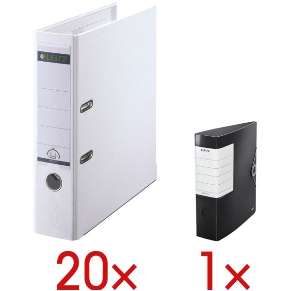 Leitz 20 Ordner »1010« inkl. 1 Ordner »Solid« weiß, 8x31.8x28.5 cm Image