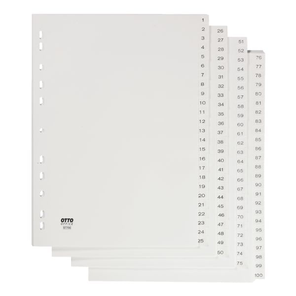 OTTO Office Kunststoffregister 1-100 A4 weiß weiß, 22.5x29.7 cm Image