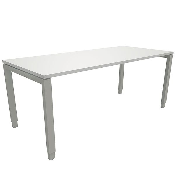 fm Büromöbel Manuell höhenverstellbarer Schreibtisch »Oldenburg« 180 cm 4-Fuß Rechteckrohr grau, 180x85x80 cm