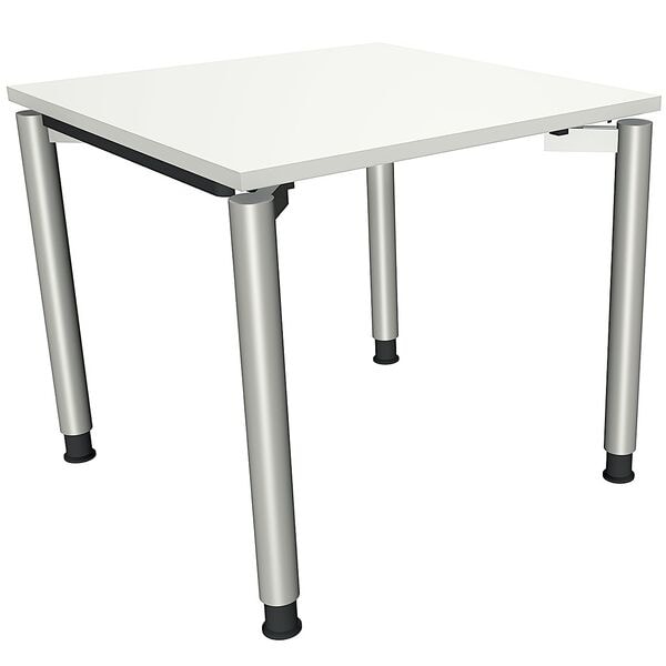 fm Büromöbel Manuell höhenverstellbarer Schreibtisch »Sidney« 80 cm 4-Fuß Rundrohr weiß, 80x82x80 cm