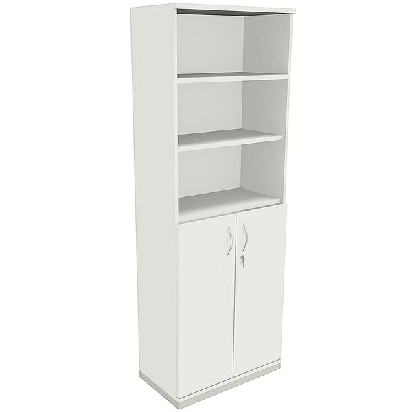 fm Büromöbel Kombischrank »Sidney« 6 OH 3 offene Fächer 2 Türen weiß, 80x222.1x44.2 cm Image