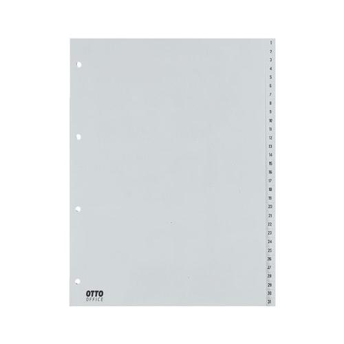 Kunststoffregister 1-31 A4 grau grau, OTTO Office, 22.5×29.7 cm