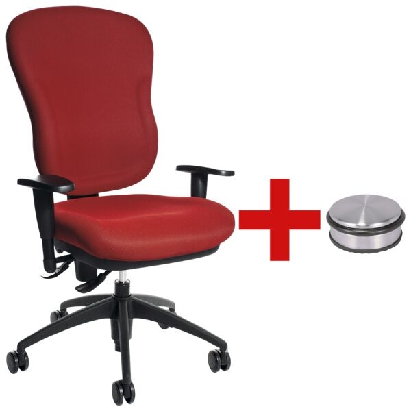 Topstar Bürostuhl »Wellpoint 30 SY« ohne Armlehnen inkl. Türstopper »Disc« rot Image