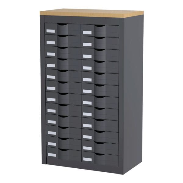 Paperflow Schubladenschrank - 12 Reihen je 2 Schübe grau, 60.5x106.5x33.5 cm