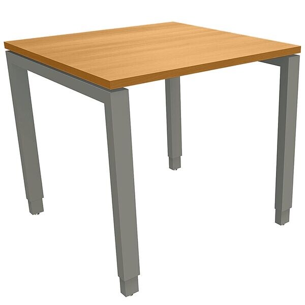 fm Büromöbel Manuell höhenverstellbarer Schreibtisch »Sidney« 80 cm 4-Fuß Rechteckrohr braun, 80x85x80 cm