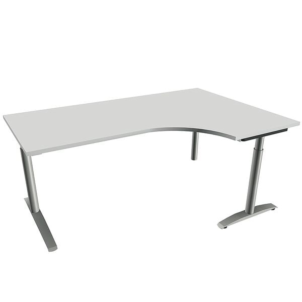 fm Büromöbel Manuell höhenverstellbarer Winkelschreibtisch rechts »Sidney« 180 cm C-Fuß Rundr grau, 180x85x80 cm