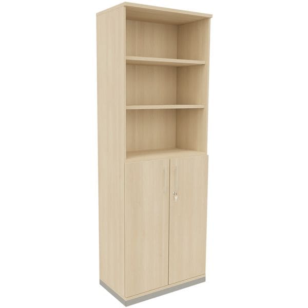 fm Büromöbel Kombischrank »Oldenburg« 6 OH 3 offene Fächer 2 Türen braun, 80x222.1x44.2 cm Image