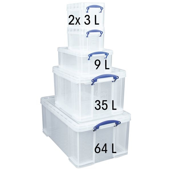 Really Useful Box 5er-Set Ablageboxen transparent