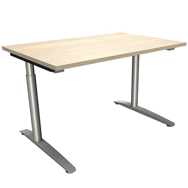 fm Büromöbel Manuell höhenverstellbarer Schreibtisch »Oldenburg« 120 cm C-Fuß Rundrohr braun, 120x85x80 cm Image