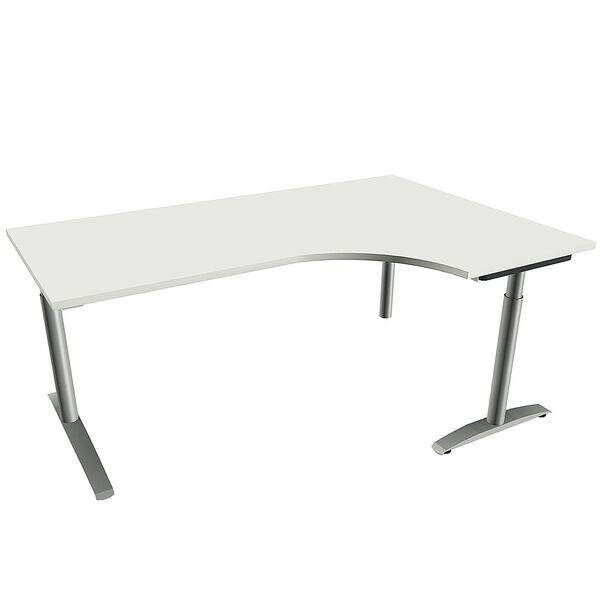 fm Büromöbel Winkelschreibtisch rechts »Oldenburg« 180 cm breit 65-85 cm hoch Rundrohr weiß, 180x85x80 cm