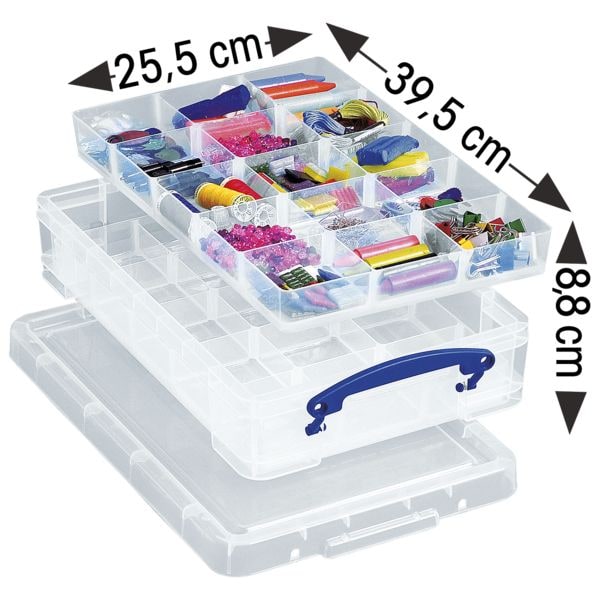 Really Useful Box Ablageboxen-Set mit 2 Einsätzen transparent, 39.5x8.8x25.5 cm Image