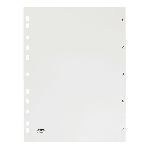 Kunststoffregister 1-5 A4 weiß weiß, OTTO Office, 22.5×29.7 cm