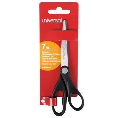 Universal UNV92008 7" Stainless Steel Economy Scissors with Black Straight Handle