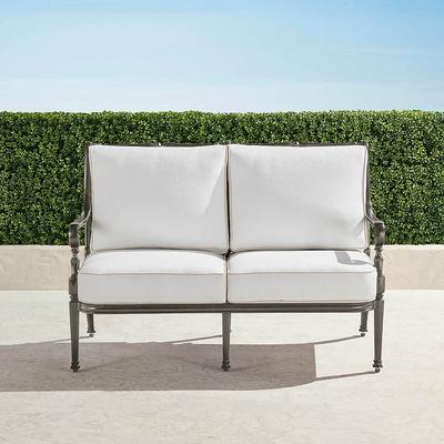 Carlisle Loveseat with Cushions in Slate Aluminum - Standard, Air Blue - Frontgate