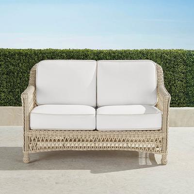 Hampton Loveseat in Ivory Wicker - Standard, Rumor Snow - Frontgate