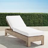 St. Kitts Chaise Lounge in Weathered Teak with Cushions - Classic Linen Bleu, Standard - Frontgate