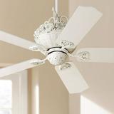 52 Casa Vieja Shabby Chic Indoor Ceiling Fan Antique Floral Scroll Rubbed White for Living Room Kitchen Bedroom Family Dining