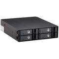 SilverStone SST-FS204B - Aluminium Trayless Hot Swap Mobile Rack Backplane / Internal Hard Drive Enclosure for 4x 2.5 Inch SAS/SATA HDD or SSD, fit in any 5.25 Inch Drive Bay, with Fan and Lock, black