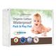 Organic Cotton Waterproof Pack 'N Play Crib Pad - Natural Baby Crib Mattress Cover and Protector - Fitted, Unbleached, Non-Toxic & Hypoallergenic