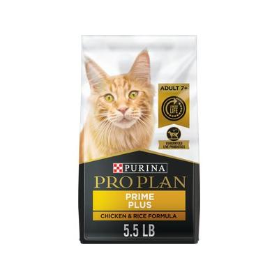 Purina Pro Plan Prime Plus Adult 7+ Chicken & Rice Formula Dry Cat Food, 5.5-lb bag