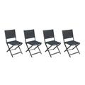 Lot de 4 chaises jardin pliantes ALLURE Poivre Graphite Aluminium, Texaline matelassée Hespéride