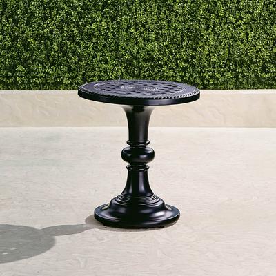 Carlisle Pedestal Side Table in Onyx Aluminum - Frontgate
