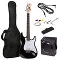 RockJam RJEG01-SK-BK Full Size Electric Guitar Superkit with Guitar Amplifier Guitar Strings Guitar Tuner Guitar Strap Guitar Case and Cable Black