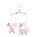 Trousselier - Musikmobile - Elefant & Giraffe - Baumwollstoff - Romeo & Julia Musik - Klassisch Chic - Ideales Geburtsgeschenk - Einfach zu installieren - Farbe rosa