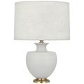 Michael Berman Atlas Brass and Dove Gray Ceramic Table Lamp