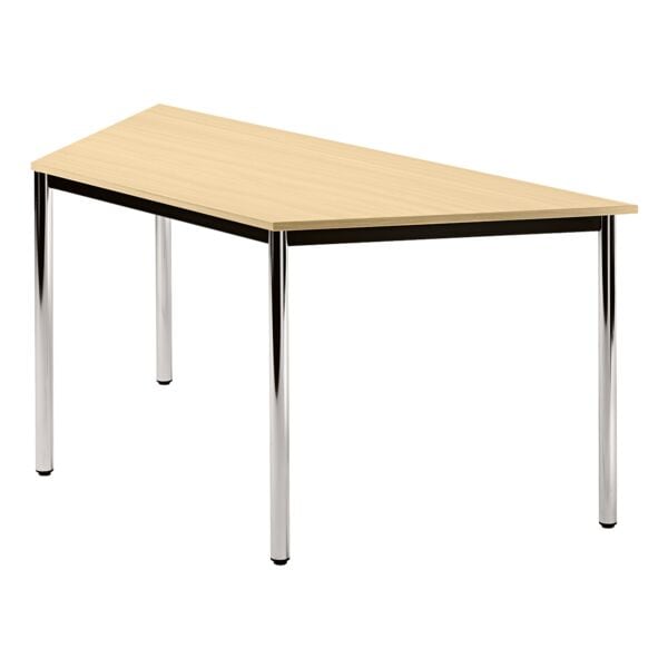 HAMMERBACHER Konferenztisch DRTR »Barcelona« 160x80 cm Trapezform Gestell silber/schwarz braun, 160x72 cm