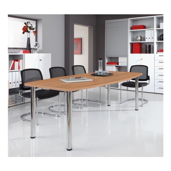 HAMMERBACHER Konferenztisch KT22C »Chicago« bis 8 Personen in Tonnenform mit Tischbeinen braun, 220 cm