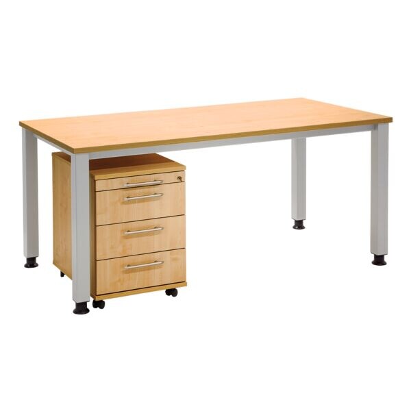 HAMMERBACHER Möbel-Set »Q-Line« 2-teilig, Schreibtisch mit 4-Fuß braun