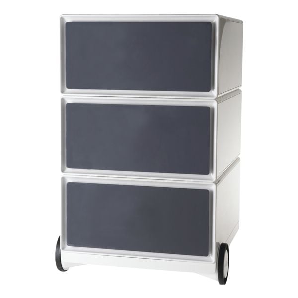 easyOffice Rollcontainer 3 Schübe grau, 39x64.2x43.6 cm