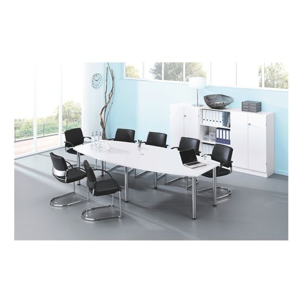 HAMMERBACHER Konferenztisch KT28C »Chicago« bis 10 Personen in Tonnenform mit Tischbeinen weiß, 280x80 cm