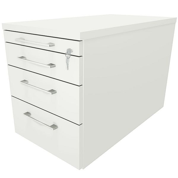 fm Büromöbel Schubladen Rollcontainer Tiefe 80 cm »Sidney« einheitliches Dekor weiß, 43.4x54x80 cm