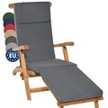 Beautissu Deckchair Pad 175x45x5cm Loftlux DC – Comfortable Cushion For Steamer Recliner Sun Bed Lounger Chaisse Chair – Removable Cover - Grey