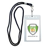 25 Pack Vertical ID Name Badge Holders with Lanyards (Business Card Size) by Specialist ID (Black)